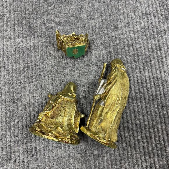 Christmas Nativity Set Of 9 Gold Tone Figures Heavy Duty Approx All Are‎ 5” x 2” - Picture 14 of 16